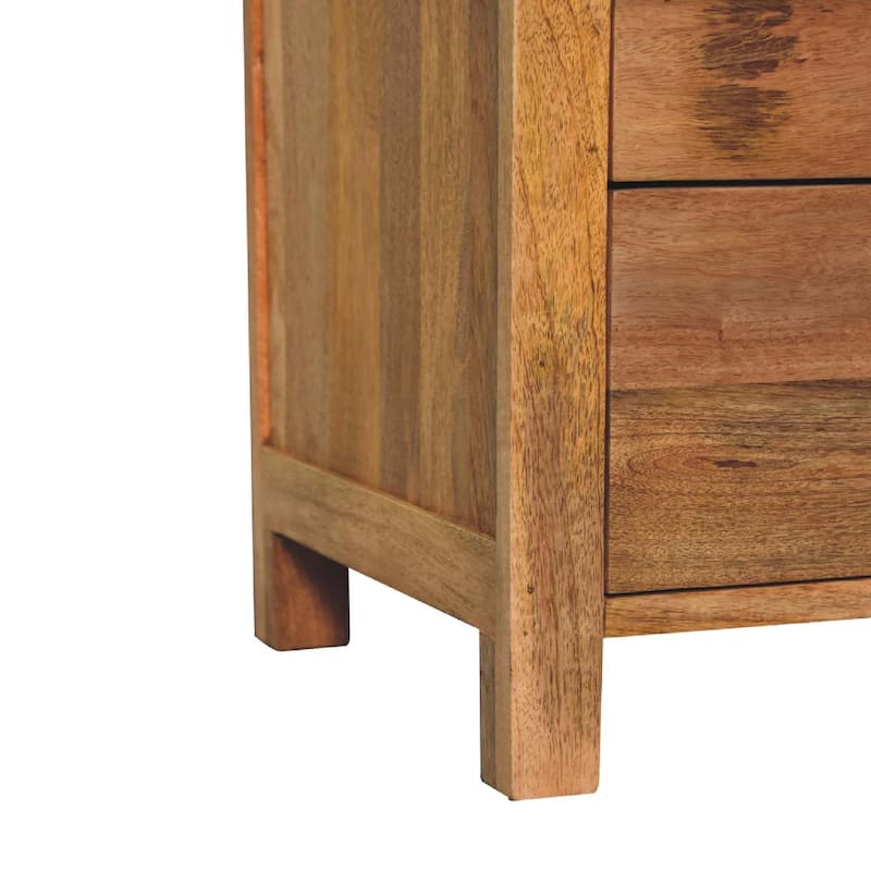 Artisan Furniture Solid Wood Oak-ish Naya Nightstand, Beige, 3 Drawers