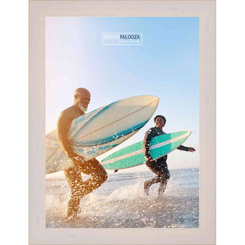 9x11 Traditional White Washed Complete Wood Picture Frame with UV