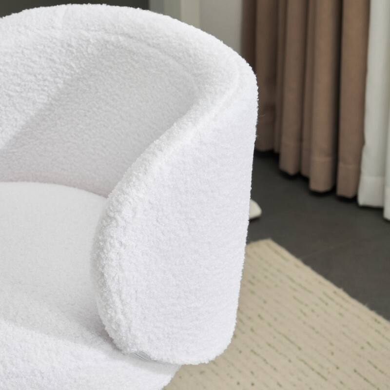 Cute Modern Teddy Swivel Chair Armless Adjustable Height Office Desk Chair with No Wheels and Backrest Support - N/A