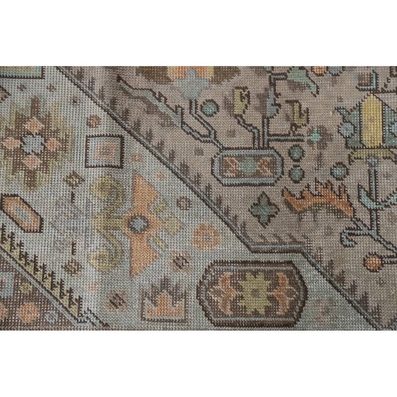 Hand Knotted Oriental 100% Wool Carpet Traditional Medallion Greys & Charcoal Tabriz Area Rug - 11' 2'' X 7' 11''