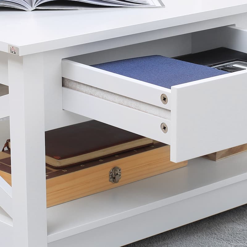 Coffee Table with Storage Drawers and Open Shelf