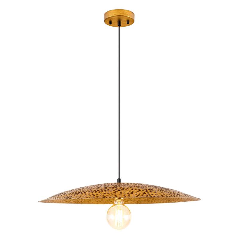 1-Light 24"Wide Oversized Retro Hammered Textured Gold Dome Pendant Light