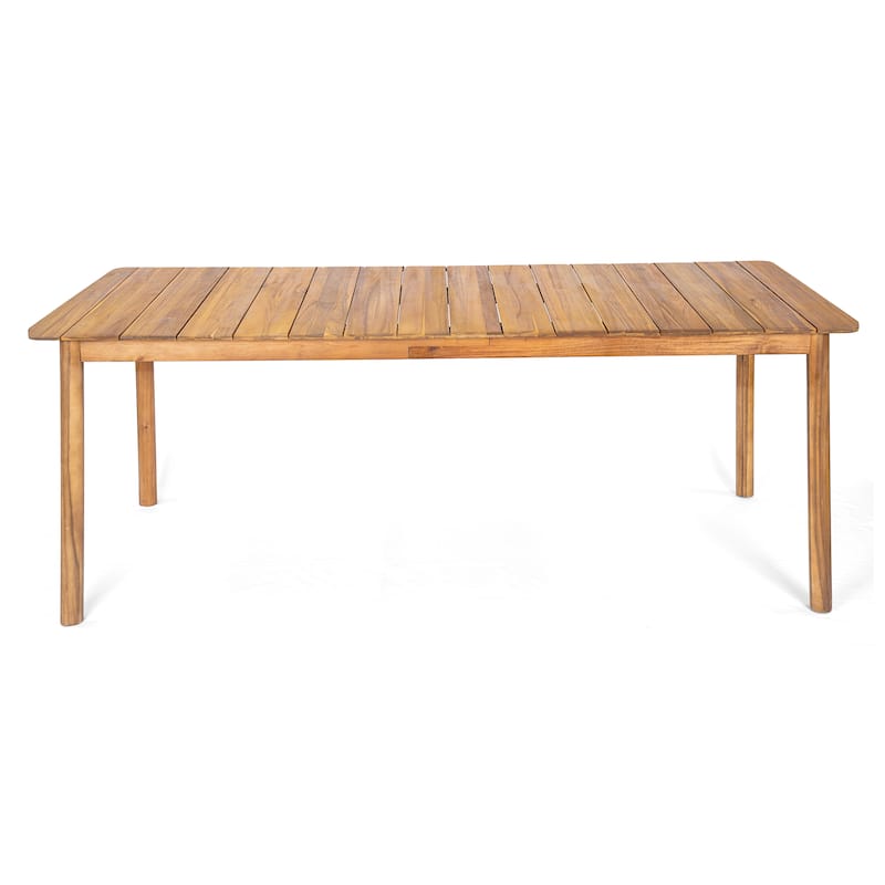 Christopher Knight Home - Outdoor Solid Acacia Wood Dining Set with Cushioned Chairs and Large Rectangular Table