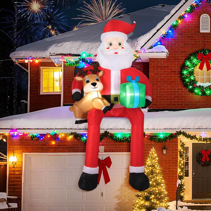 Costway 9.5 FT Christmas Inflatable Santa Decoration with Built-in LED - See Details - Multi-color