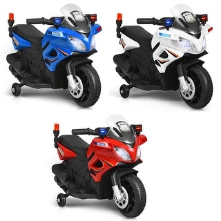 12V Kids Motorcycle Powered Electric Ride On Toy Car w/ 2 Training Wheels White