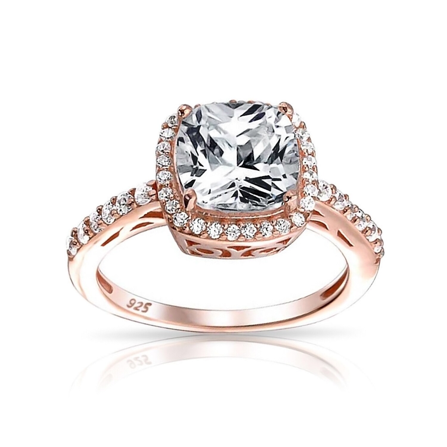Shop 3ct Square Cushion Cut Solitaire Halo Aaa Cz Engagement Ring