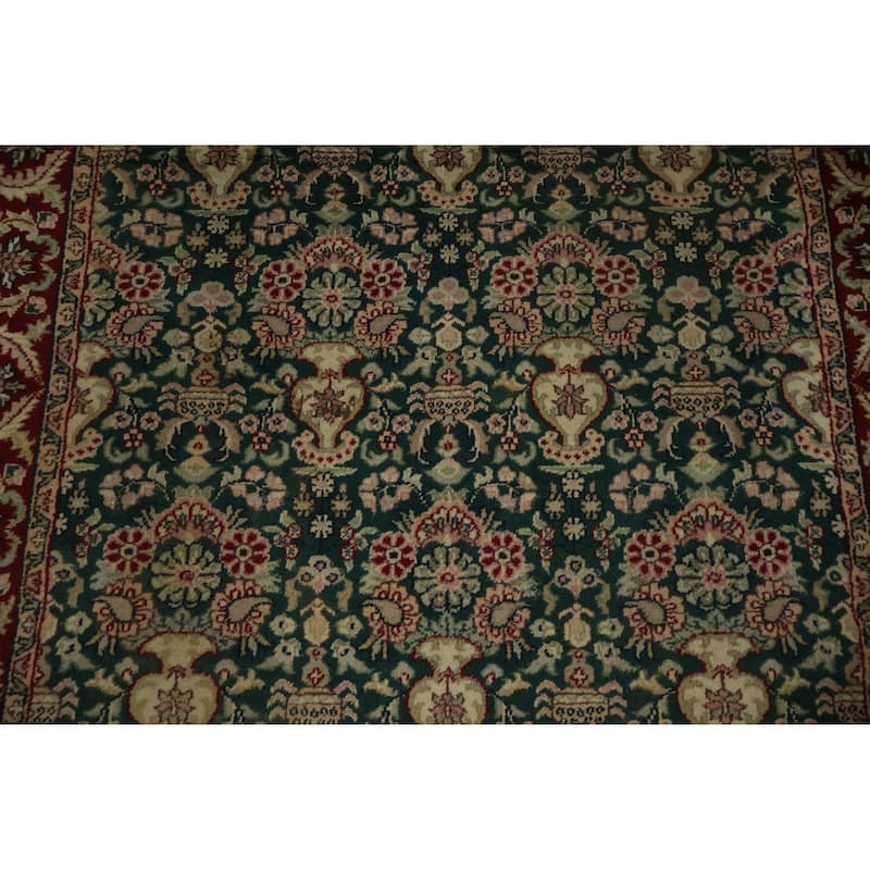 Hand Knotted Oriental 100% Wool Carpet Traditional Floral Green Agra Area Rug - 6' 2'' X 4' 1''