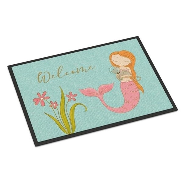 Carolines Treasures BB8548MAT Mermaid with Cat Welcome Indoor or Outdoor Mat - 18 x 27 in.