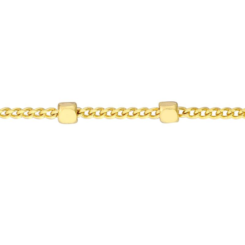 Curata 14k White or Yellow Gold Square 1.35mm Beads Saturn Choker Necklace