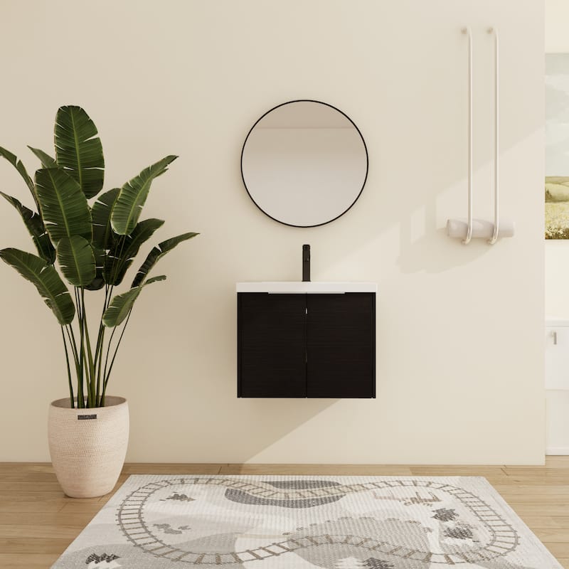 Malwee 24"/30" Floating Bathroom Vanity, Modern Wall Mounted Bathroom Vanity with Resin Sink and Soft Close Door