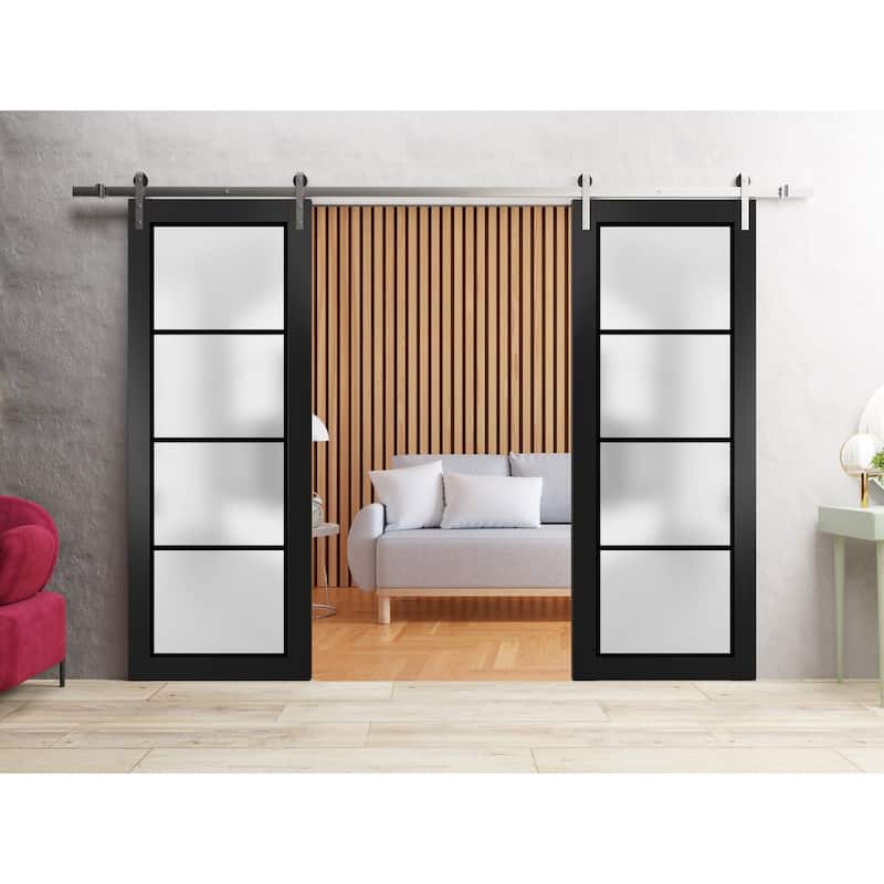Sturdy Double Barn Door 36 x 80 Planum 2132 Matte Black 13FT
