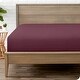 preview thumbnail 24 of 63, Bare Home Double Brushed Deep Pocket Fitted Sheet Queen - Burgundy
