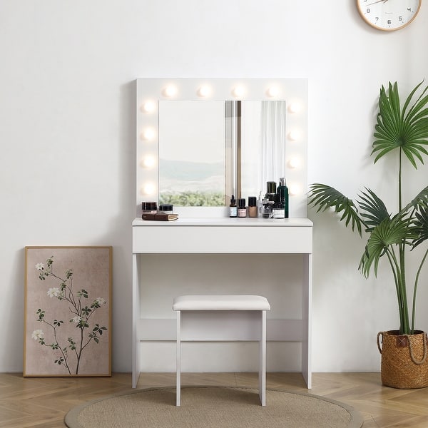 white christmas dresses Capri White Dressing Table with Mirror & Stool – Laura James Ireland main image 0