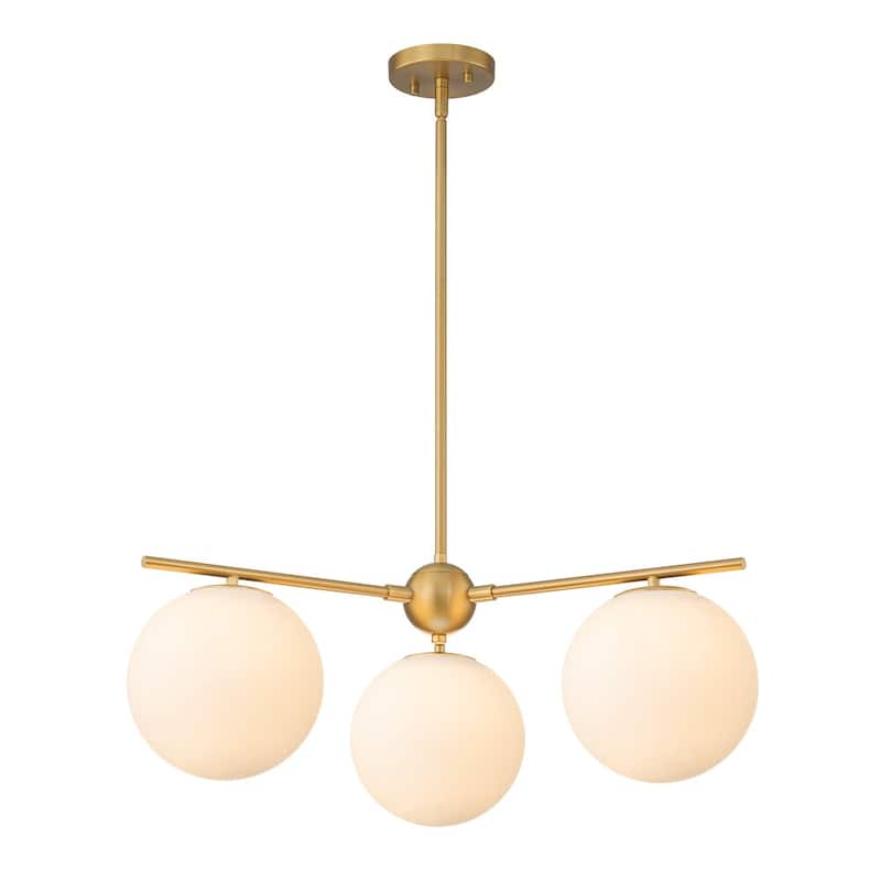 Mid-century Modern Milky White Layered Sputnik Glass Globe Chandelier
