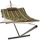 preview thumbnail 25 of 71, Sunnydaze Rope Hammock with 12-Foot Stand, Hammock Pad & Pillow Desert Stripe