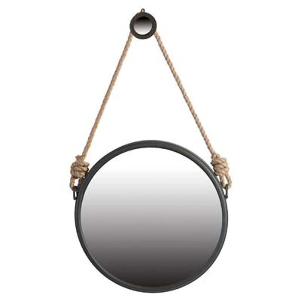HomeRoots Black and Silver Round Accent Metal Mirror - 19.5