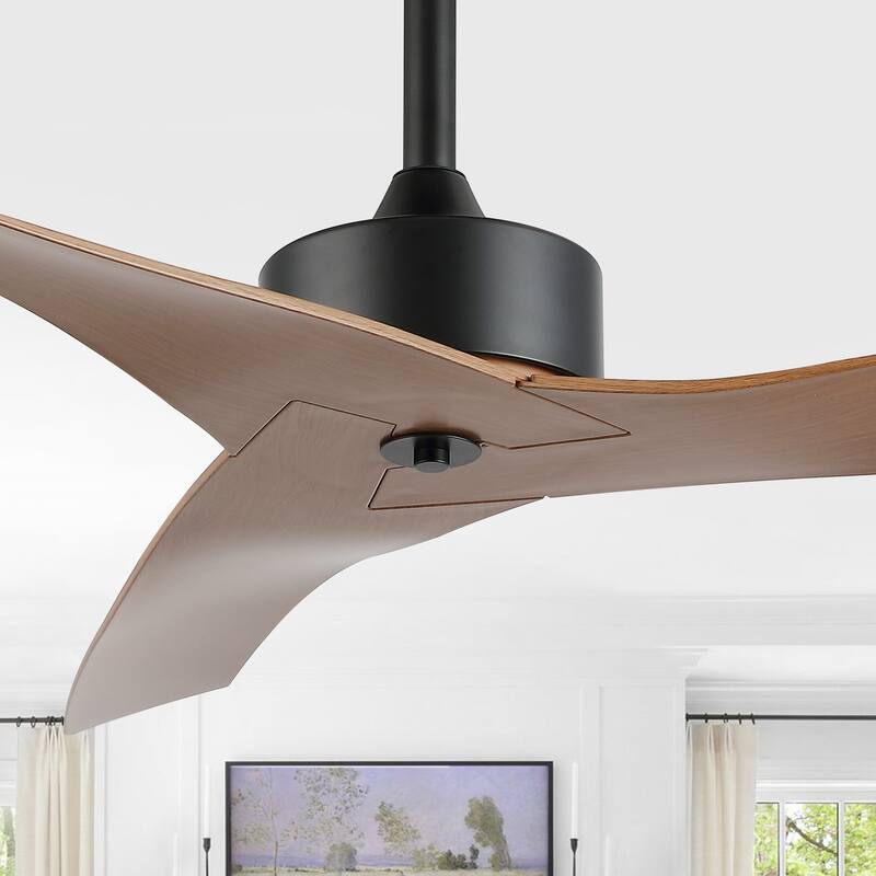 Sully 50" Modern Minimalist Iron/Plastic Mobile-App/Remote-Controlled 6-Speed Razor Ceiling Fan, by JONATHAN Y
