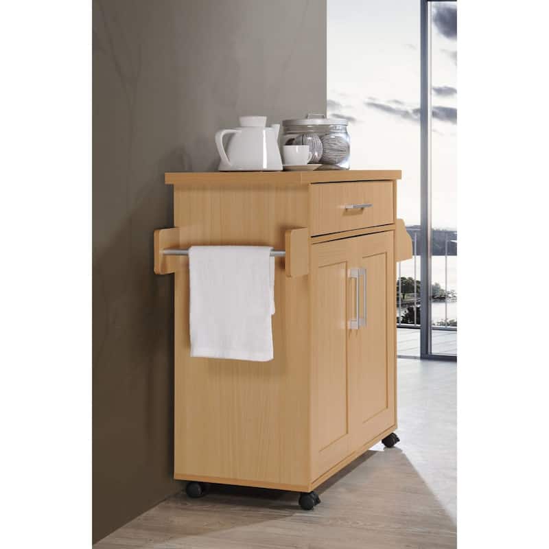 43.5" Beige Solid Kitchen Island with Spice Rack