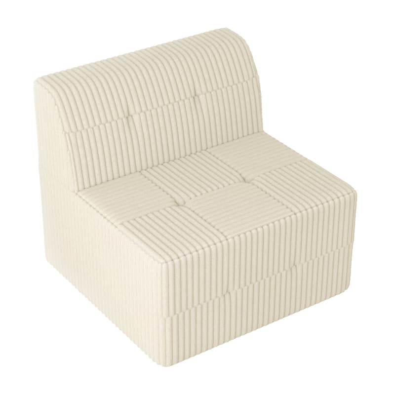 Modern Minimalist Modular Armless Sofa Chair Single Seat Lounge Sleeper Sofa for Living Room Bedroom - White