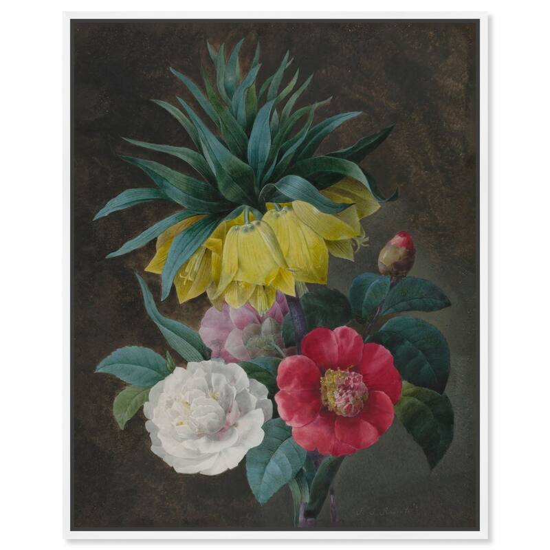 Four Peonies and a Crown Canvas by Art Remedy - White - 20" x 24"