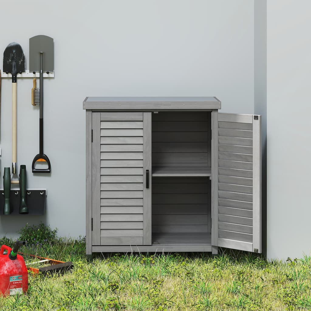 Potting Bench with Storage Cabinet and Metal Table Top