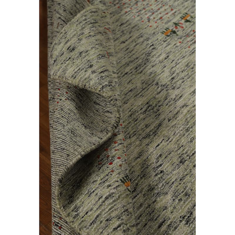 Hand Knotted Oriental 100% Wool Carpet Tribal Animal Pictorial Green Gabbeh Area Rug - 7' 7'' X 5' 3''
