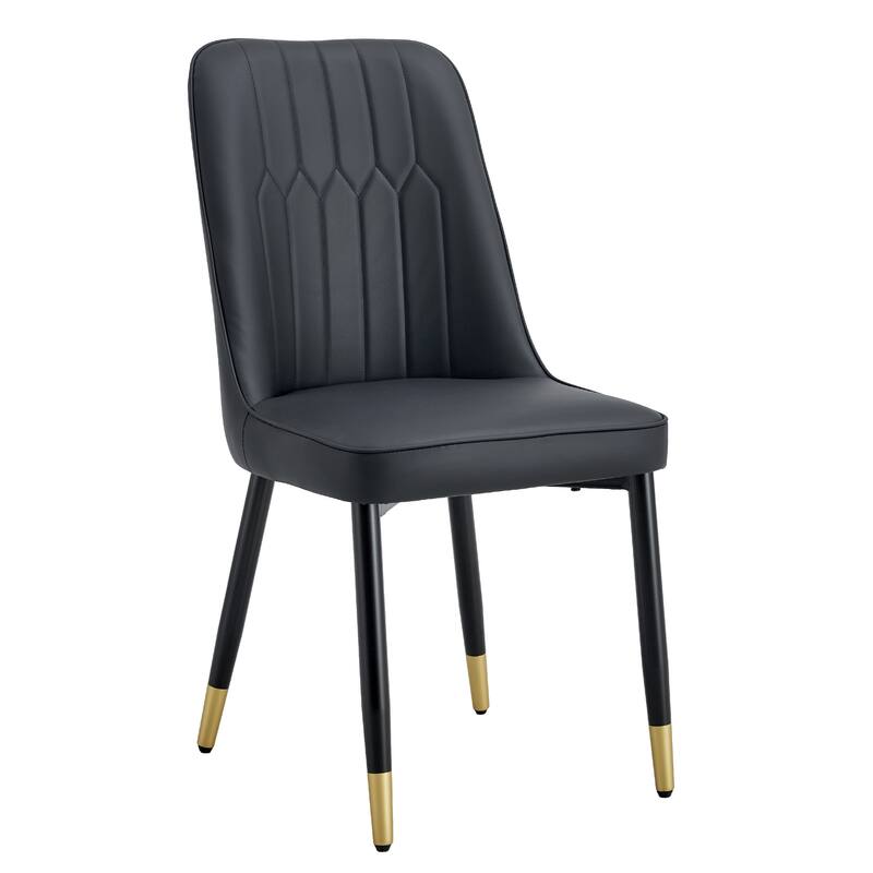 Modern Faux Leather Dining Chair Set of 4, Upholstered Kitchen Side Chair with Metal Legs Armless Chair for Living Room