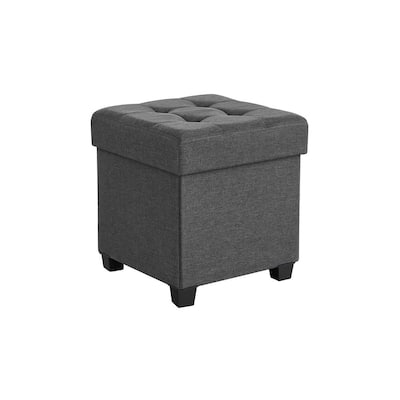 Velvet Ottoman Footrest with Storage, Tufted Design and Wooden Legs