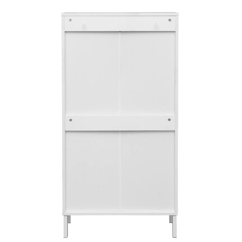 Freestanding Modern Shoe Rack Storage with 3 Natural Rattan Door