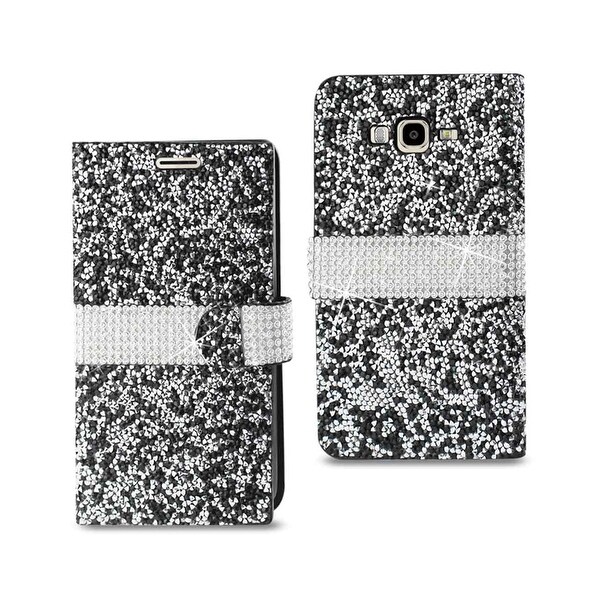REIKO SAMSUNG GALAXY J7 JEWELRY RHINESTONE WALLET CASE IN BLACK