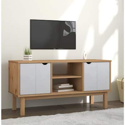 vidaXL TV Cabinet OTTA 44.7"x16.9"x22.4" Solid Wood Pine - 44.7" x 16.9" x 22.4"