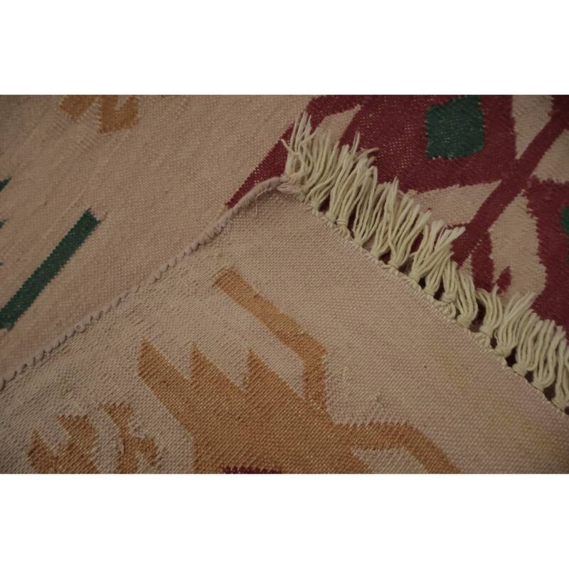 Hand Woven Oriental 100% Wool Carpet Southwestern Tribal Oranges & Rust Kilim Area Rug - 6' 4'' X 4' 4''