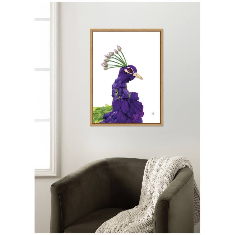 Kate and Laurel Peacock by Madeline Jeppesen Framed Canvas Wall Art Print