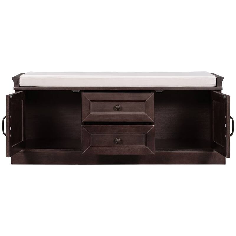 Storage Bench Shoe Bench with Removable Cushion for Living Room