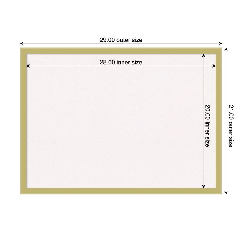 Incline Light Gold Wood Framed Cork Board - Bulletin Board, Organization Board, Pin Board - White - 29 x 21 in