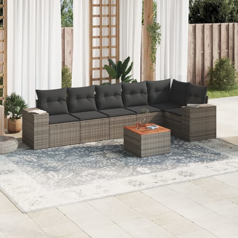 vidaXL Garden Sofa Set Black - 21.7 x 21.7 x 14.6 - Gray Large  - form1
