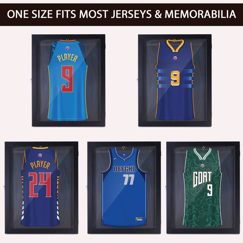 HOMCOM 24" x 32" Sports Jersey Memorabilia Shadow Box Frame Acrylic Display Case - Black