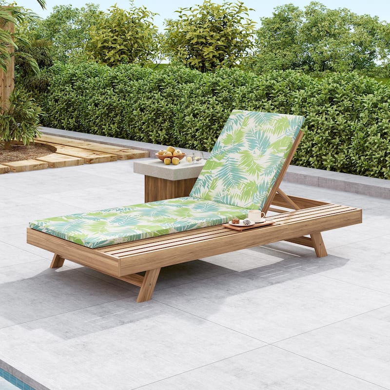 Christopher Knight Home - Maribel Modern Outdoor Acacia Wood 4-Position Adjustable Chaise Lounge with Water-Resistant Cushion