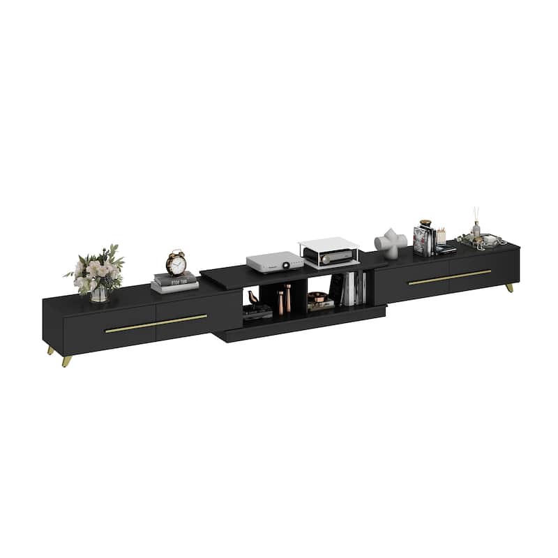 Extendable Modern TV Stand for TVs up Black/White Living Room Table