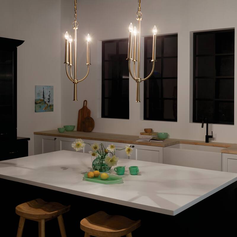 Kichler Lighting Florence 3-Light Brushed Natural Brass Mini Chandelier