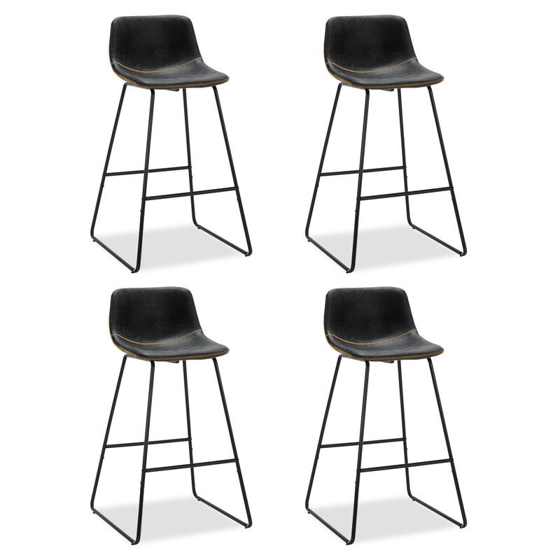 LUE BONA Modern Faux Leather Metal Frame Counter Height Bar Stools (Set of 4)
