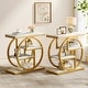 preview thumbnail 9 of 46, Industrial 4-tier Wood Narrow Side End Table with Storage Shelves 2 PCS - White and Gold