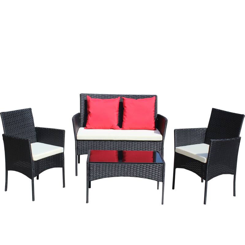 4 PC Rattan Patio Furniture Set