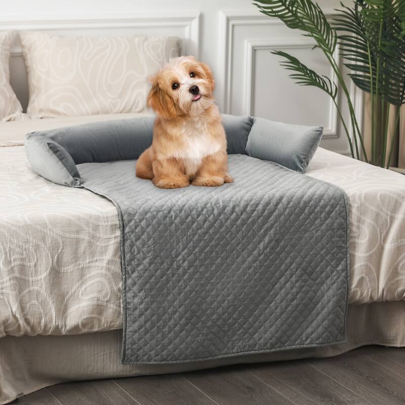 Adeco Velvet Pet Dog Cat Bed for Sofa Couch Bed or Car Blanket Mat