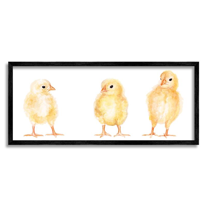 Stupell Baby Chick Trio Watercolor Portrait Kids' Wild Animals Framed Wall Art - Yellow