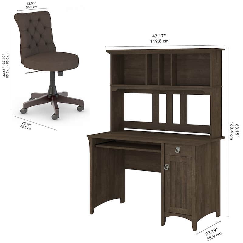 Salinas 48W Computer Desk with Hutch and Chair by Bush Furniture