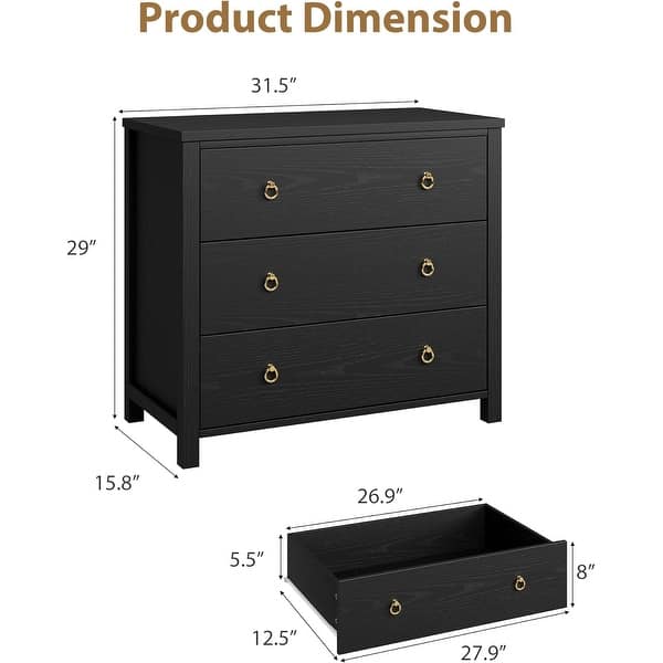 dimension image slide 3 of 7, Drawer Dresser, Modern Clothes Storage Cabinet for Nursery