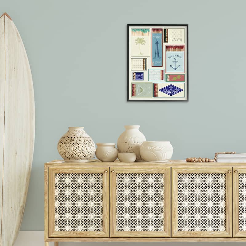 Stupell Nautical Theme Matchboxes Framed Giclee Art Design By Lil' Rue