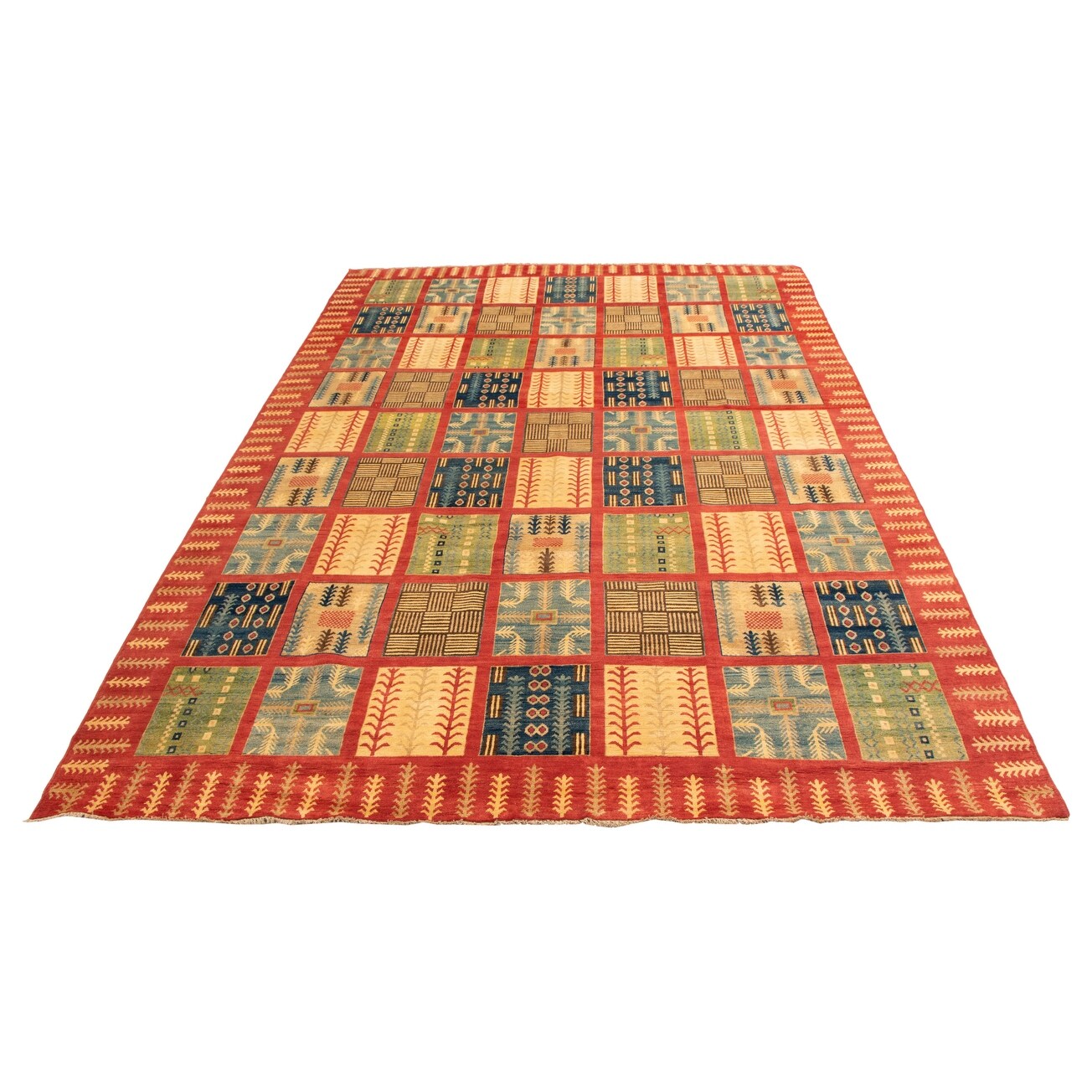 Bedroom Finest Ghazni Geometric Red Rug 9'8 x 13'8 Hand-Knotted Wool Rug eCarpet Gallery Large Area Rug for Living Room 363419