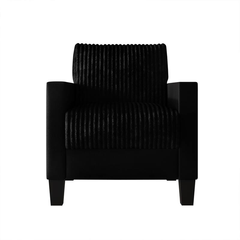 CraftPorch Corduroy Mid-Century Modern Velvet Upholstered Arm Chair - Black